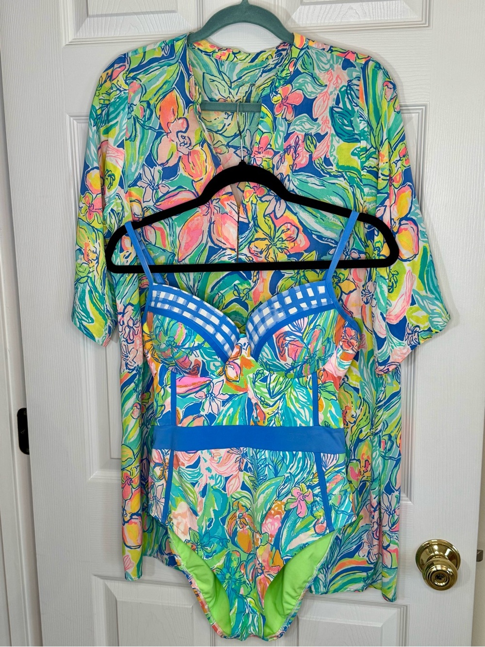 π¦RAREπ¦ Lilly Pulitzer Palma One Piece and Matching Esme Coverup Bennet Blue Surf - Picture 8 of 8